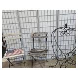 Metal Heart , Wood Garden Chairs, See Pics