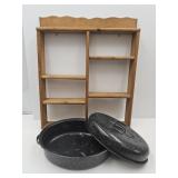 Roaster Pan & Wood Shelf 24 x 28'