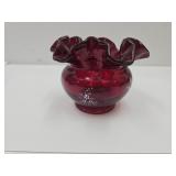 Fenton Ruby Red Signed Glass Vase 5' w