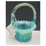 Fenton Irridescent Glass Basket 4 3/4'W