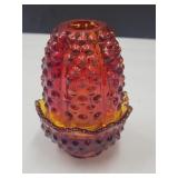 Fenton Amberina Glass Fairy Lamp 4 3/4H