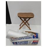 Partial Roll of Painters Plastic  Folding Stool