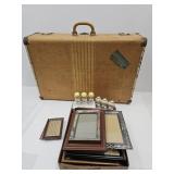 3 Porcelain Angels,Picture Frames,VTG Luggage