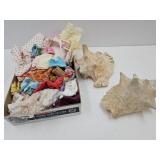 Vintage Doll Clothes & 2 Large Shells