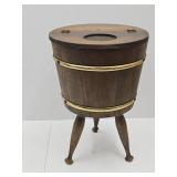 Vintage Wood Firkin Sewing Bucket  Stand 12 x 18'