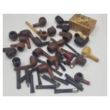 Large Lot Of Vtg Pipes+Wood Block