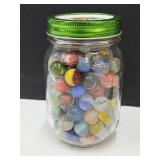 Approx 110 VTG Marbles with Jar