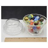 Approx 35 Vintage Marbles w Jar