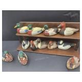 VTG Collectable Duck Series w Display Shelf 3.5'L