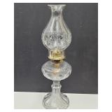 VTG  Oil Lamp 19'h Etched Globe & Decorative Base