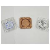 2 Vtg Advertising +1 Hammered Copper Ash Trays