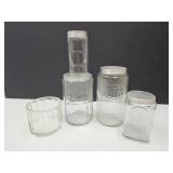 VTG Glass Salt, Tea, Coffee & Spice Jars 3.5- 8'H