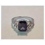 New 925 Silver w Purple Set Ring Sz 9