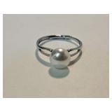 New 925 Silver Faux Pearl Ring Adjustable