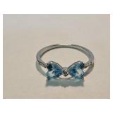 New 925 Silver Blue Stone Ring Sz 8