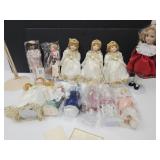 Lot of New Porcelain Dolls & Doll Stands