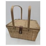 Vintage Picnic Basket w/Dishes