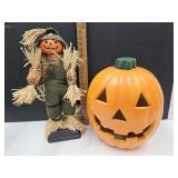 Halloween Decor Blow Mold Pumpkin & Scarecrow See
