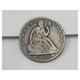 1855 O Seated Liberty Silver 1/2 Dollar Coin w Ar
