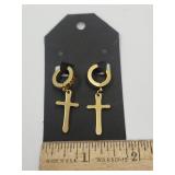 10KG Over Jewelers Bronze Clip Earrings w Cross