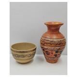 Pottery Craft  USA #123 8"W & Mexico 13" Vase