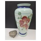 Signed & Painted Vase 16"H Metal Dresser Box