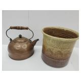 Copper Tea Kettle & Stoneware Crock