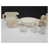 VTG Planter, Bunnies,Pitcher & Bowl