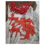 VTG Christmas Flocked Deer w/Sleigh