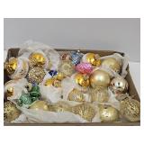 Vintage Christmas Ornaments, Gold Glittter+