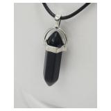Obsidian Point on Cord Necklace