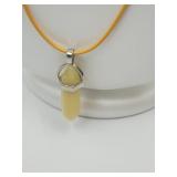 Yellow Quartz Point on Cord Necklace