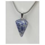 Blue & White Stone Pendulum on Chain Necklace