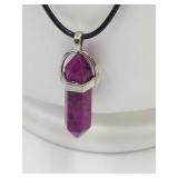 Light Purple Crystal Point on Cord Necklace