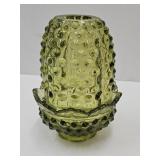 Fenton  Green Hobnail Glass Fairy Lamp 4 3/4" high