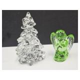 Fenton Glass Praying Angel & Glass Christmas Tree