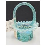 Fenton Irridescent Glass Basket  5 1/4" w