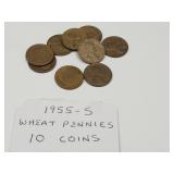 1955 S Wheat Pennies 10 Coin