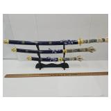 Set of 3 Samurai Swords w/Display