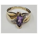 10k Gold Ring with Amethyst Gem sz 7 See WT w Gem