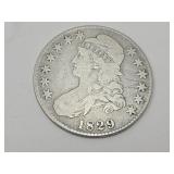 1829 Bust Silver Half Dollar Coin