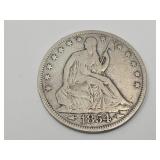 1854 Seated Liberty Half Dollar Coin w Arrows