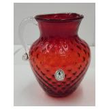 Vintage Pilgrim Ruby Red Glass Pitcher  6.5" h