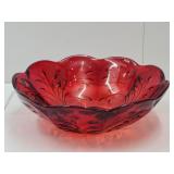 Heavy 11" wide Ruby Red Glass Bowl