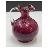 Fenton Ruby Red Glass Pitcher  6.5" high