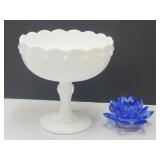 Milk Glass Compote & Shannon Crystal Flower