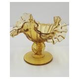 LG Wright  Amber Glass Compote 5" high