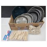 Granite Ware Pie Pans, Seashells & Clothespins