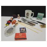 VTG Anchor Hocking Minnie Mug, FP Puppy,Utencils+