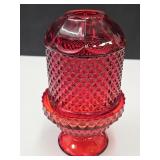 Ruby Red Glass Fairy Lamp 6 3/4' high